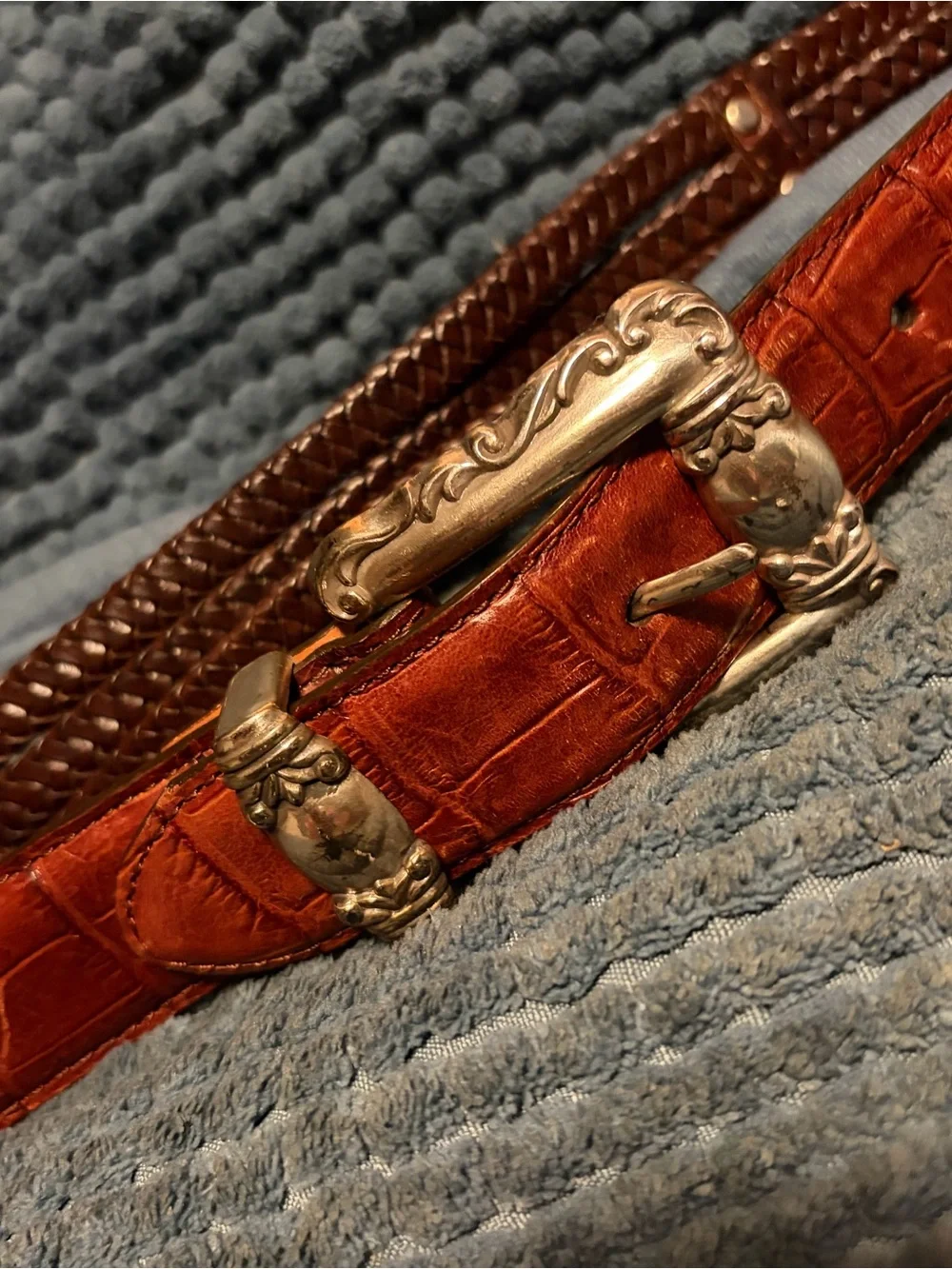 Set of 2 unique Vintage Brighton Belts leather medium brown black